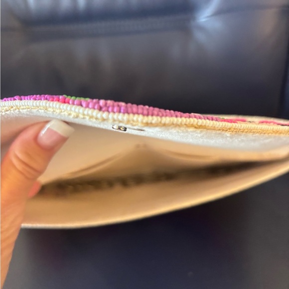 Elegant Evil Eye Pink and Cream Clutch - Picture 3 of 7